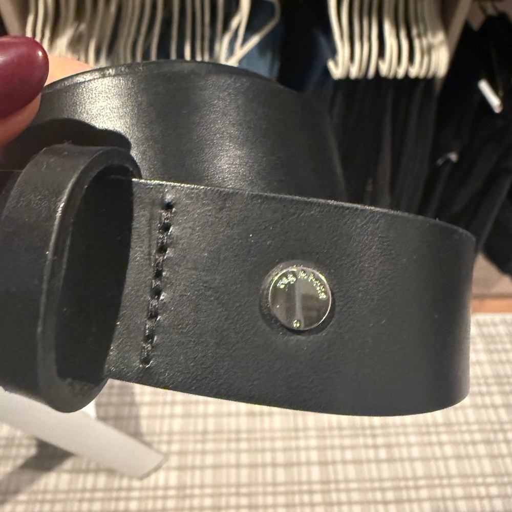 Rag and Bone Boyfriend Belt- Black Leather Belt with Silver Buckle - Picture 5 of 7